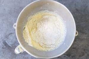 flour added to liquid ingredients