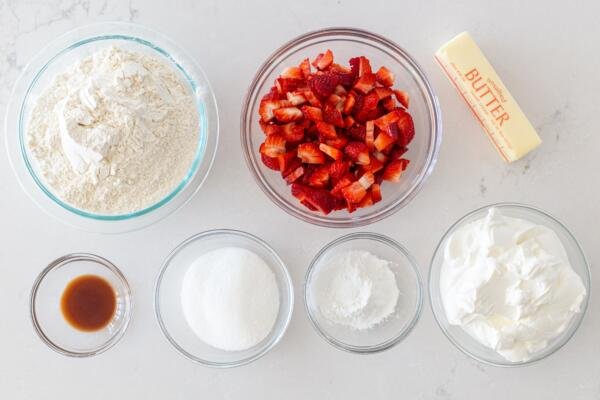 Ingredients for strawberry scones