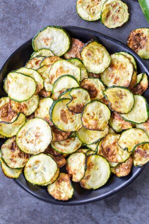 air fryer zucchini chips on a plate
