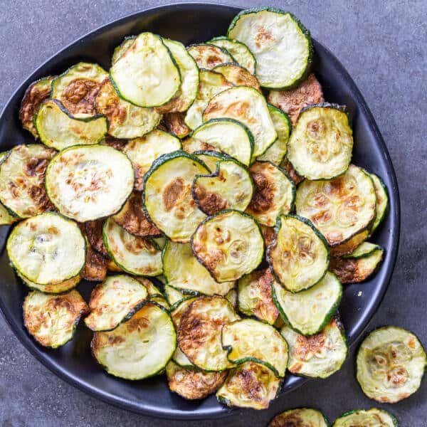air fryer zucchini chips on a plate
