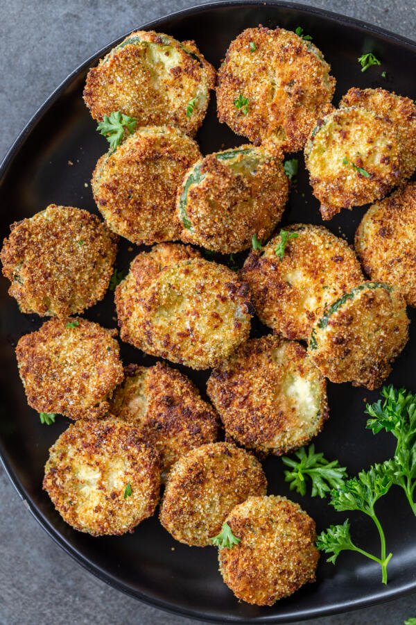 Air fryer parmesan chips on a plate 