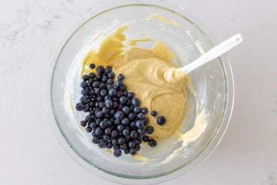 blueberries with coffee cake batter