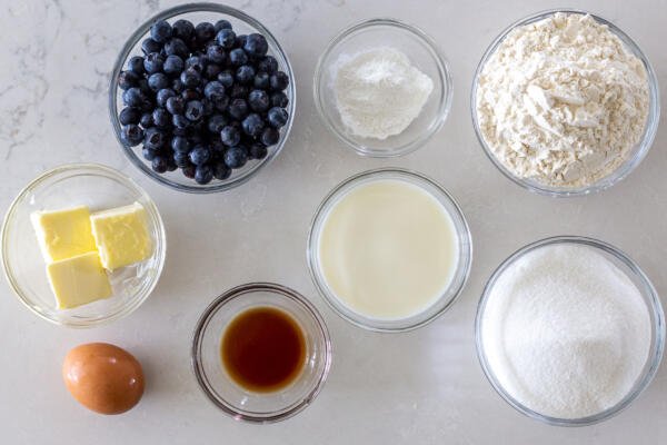 Ingredients for the blueberry coffee cake