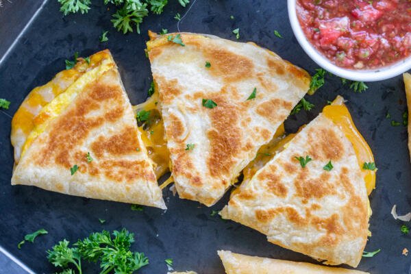 prepared Quesadillas with salsa