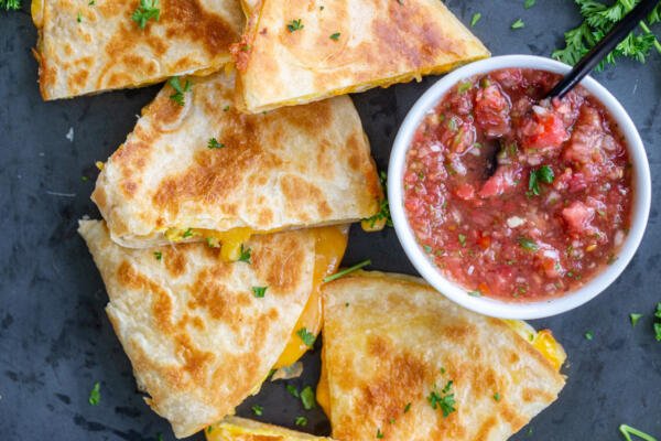 prepared Quesadillas with salsa