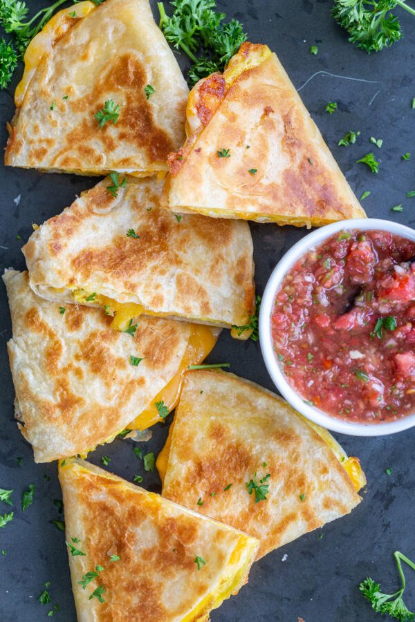 prepared Quesadillas with salsa