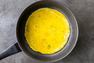 eggs with butter in a pan
