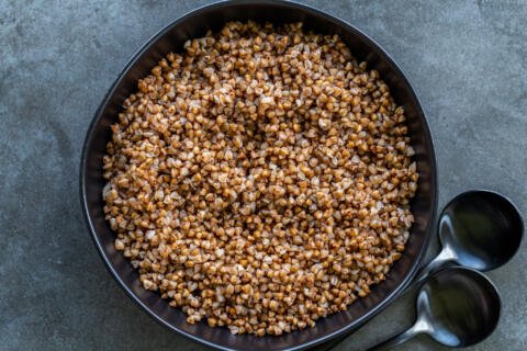 cooked buckwheat in a bowl