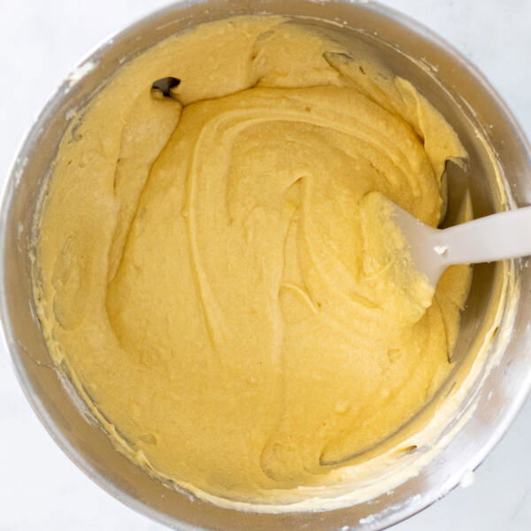 cupcake batter in a mixing bowl