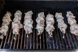 Pork Kabobs on a grill