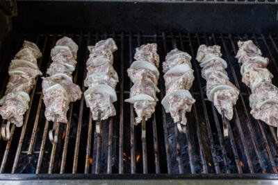 Pork Kabobs on a grill
