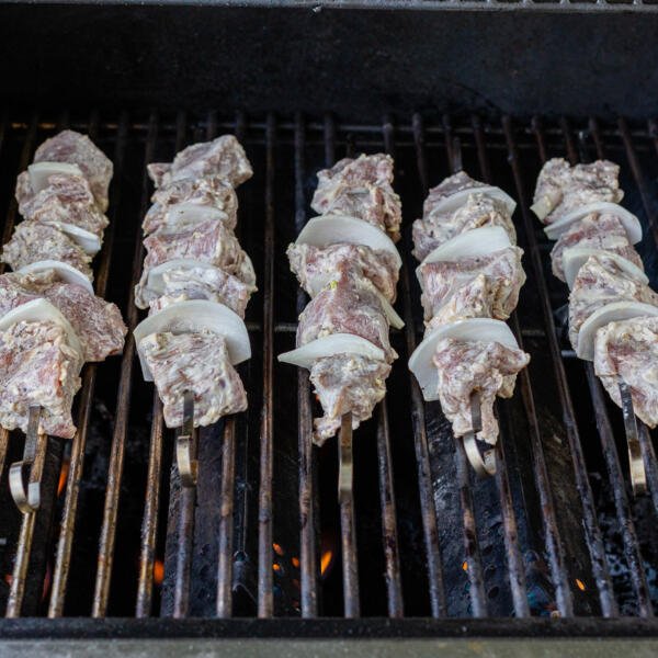 Pork Kabobs on a grill