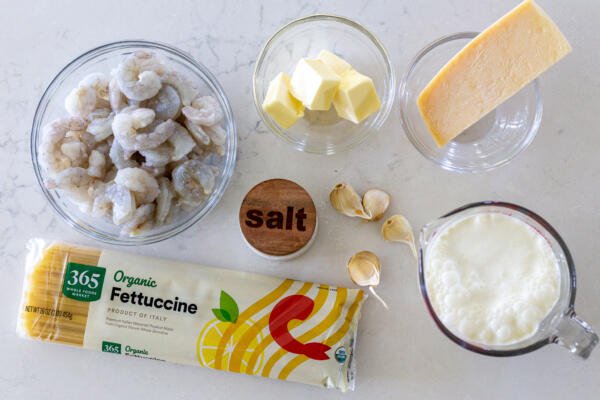 Ingredients for Shrimp Fettuccine Alfredo