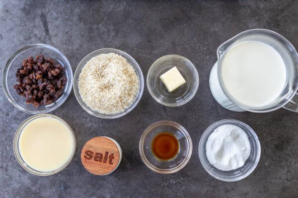 Ingredients for Baked Rice Pudding 