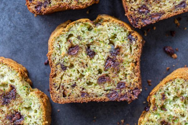 A slice of banana zucchini bread