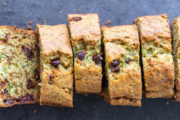 Sliced zucchini banana bread