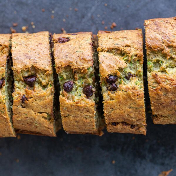 Sliced zucchini banana bread