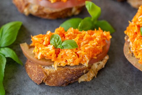 Carrot tea sandwiches with herbs