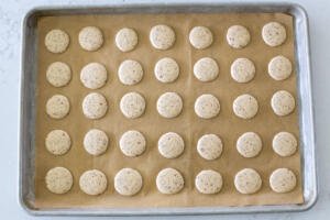 Macarons on a baking sheet