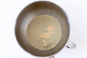 yeast, water and sugar in a bowl