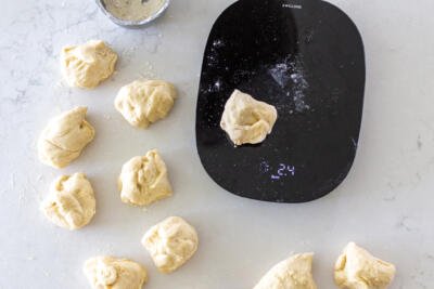 scale with dough divided