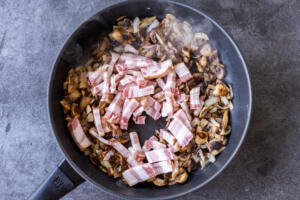 Bacon and mushroom in a pan