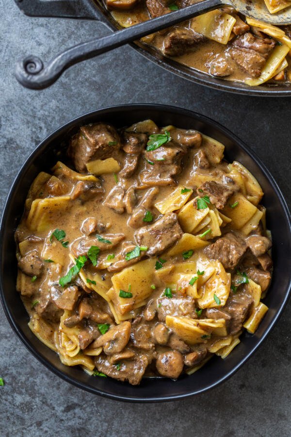 Beef Stroganoff Pasta n a bowl 