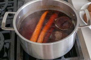 carrots and beets in a pot