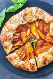 Peach Galette on a serving tray