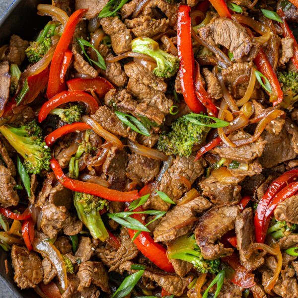 steak Stir fry in a pan