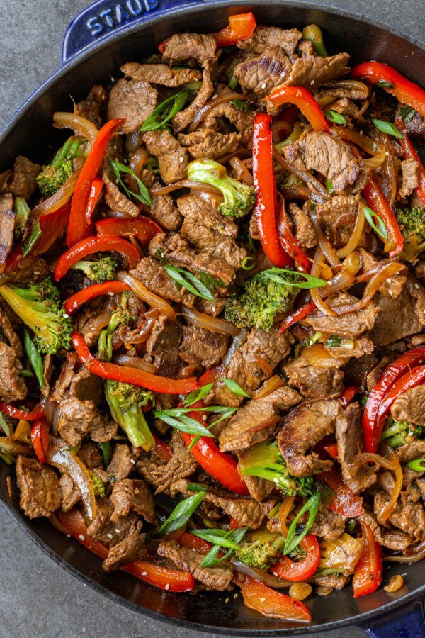 steak Stir fry in a pan 