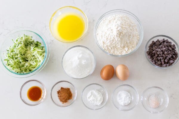 Ingredients for zucchini muffins