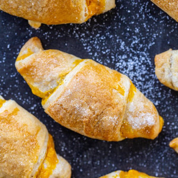 Baked Pumpkin Croissants with sugar