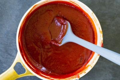 BBQ sauce cooked in a pot.
