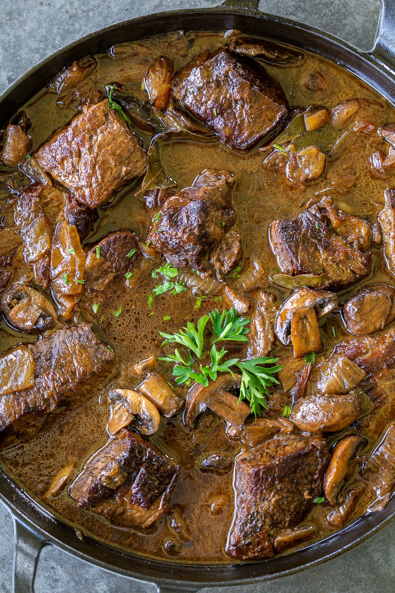 Slow Braised Beef Stew With Mushrooms - Tate Abilootich