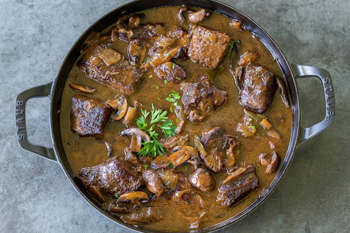 Slow Braised Beef Stew With Mushrooms - Tate Abilootich