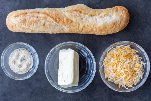 Ingredients for cheesy bread