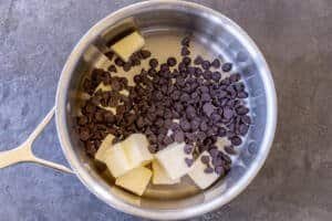 Chocolate with butter in a pan