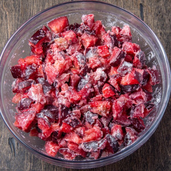 Plum filling in a bowl