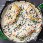 Creamy Pan-Seared Chicken Breast in a serving dish.