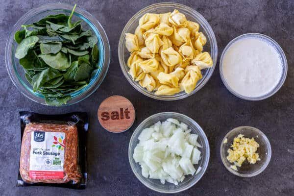 Ingredients for Tortellini soup