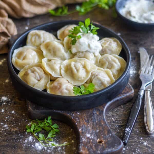 Palmeni in a pan