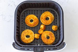 Air fryer donuts in a basket
