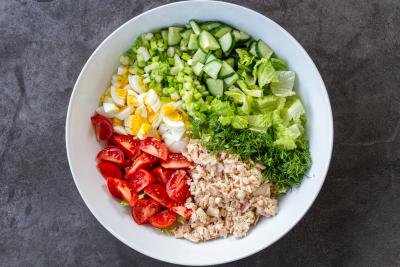 Cobb Salad with Tuna in a bowl