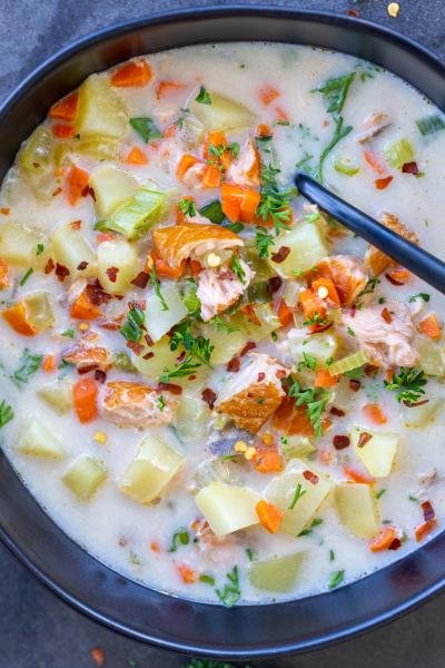 Easy Salmon Chowder Recipe - Momsdish