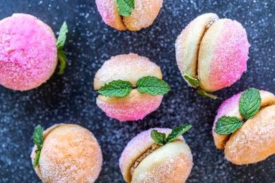 Peach cookies with sugar sprinkled around