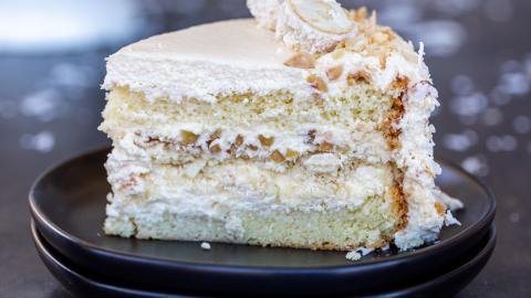 Raffaello Cake Recipe - Eggless Coconut Almond Layer Cake Recipe