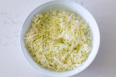 Cut cabbage in a bowl