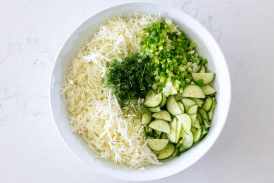 Cabbage and the rest of veggies in a bowl