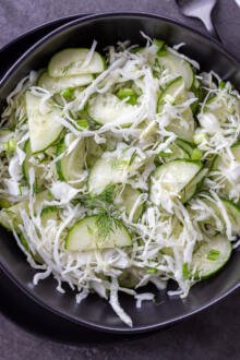 Green Cabbage Cucumber Salad in a bowl
